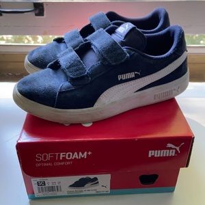 Boys Puma Smash Sz 3 Blue Suede Sneaks